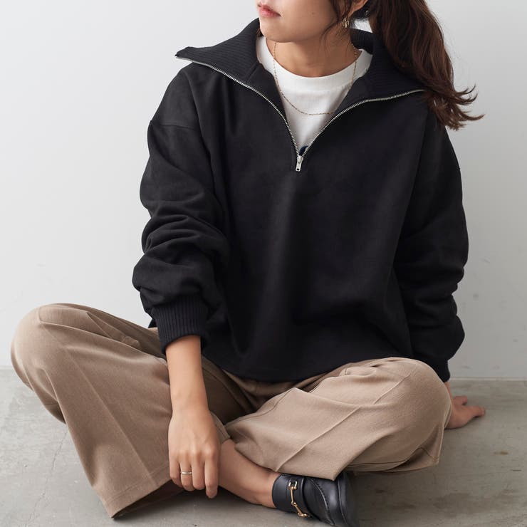 スエードポンチハーフZIPプルオーバー[品番：NCLW0011483]｜NICE CLAUP