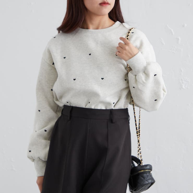 ハート刺繍裏起毛スウェット[品番：NCLW0012134]｜NICE CLAUP