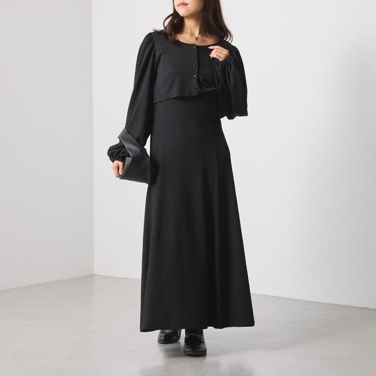 ブラック | 【SETアイテム】シボシボワンピース | NICE CLAUP / OLIVE des OLIVE　OUTLET