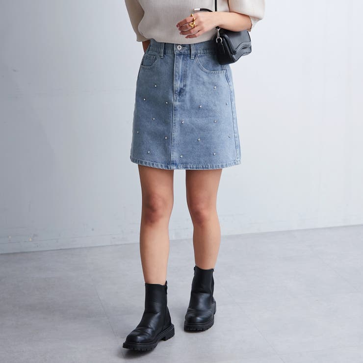 パール/ビジュー付ミニスカート | NICE CLAUP / OLIVE des OLIVE　OUTLET | 詳細画像2 