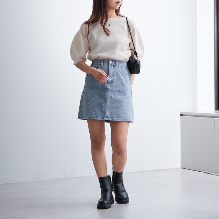パール/ビジュー付ミニスカート | NICE CLAUP / OLIVE des OLIVE　OUTLET | 詳細画像10 
