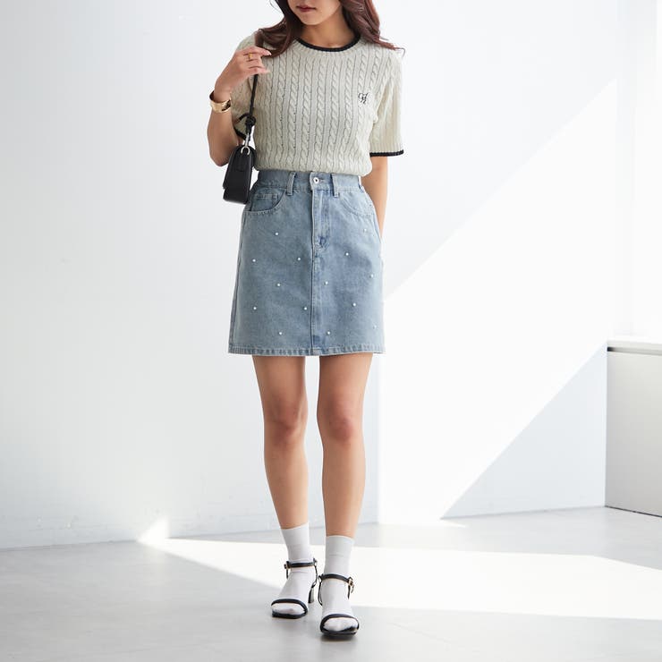 パール/ビジュー付ミニスカート | NICE CLAUP / OLIVE des OLIVE　OUTLET | 詳細画像24 