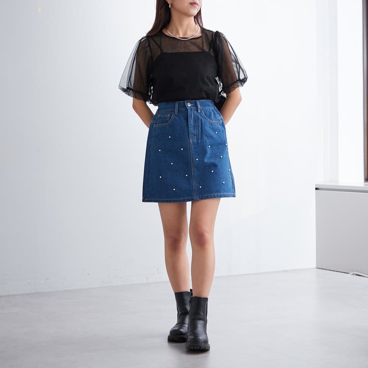 パール/ビジュー付ミニスカート | NICE CLAUP / OLIVE des OLIVE　OUTLET | 詳細画像28 