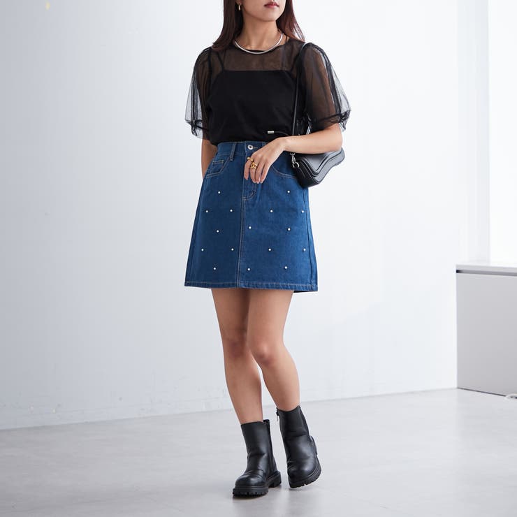 パール/ビジュー付ミニスカート | NICE CLAUP / OLIVE des OLIVE　OUTLET | 詳細画像31 