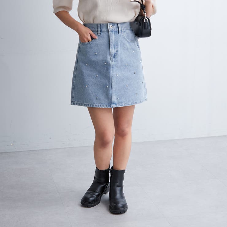 パール/ビジュー付ミニスカート | NICE CLAUP / OLIVE des OLIVE　OUTLET | 詳細画像4 