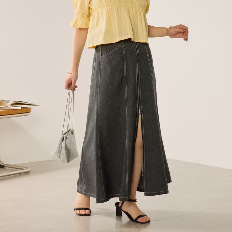 【おまけ付】 WZIPフレアスカート[品番：NCLW0013263]｜NICE CLAUP / OLIVE レディースウェア