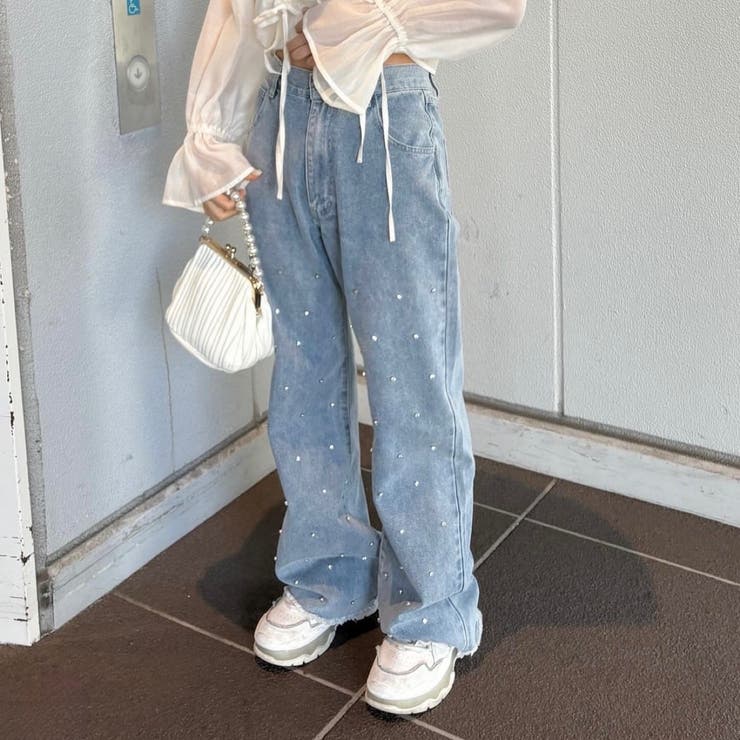パール/ビジュー付デニム[品番：NCLW0012263]｜NICE CLAUP / OLIVE des OLIVE　OUTLET（ナイスクラップ　 オリーブデオリーブ　アウトレット）のレディースファッション通販｜SHOPLIST（ショップリスト）