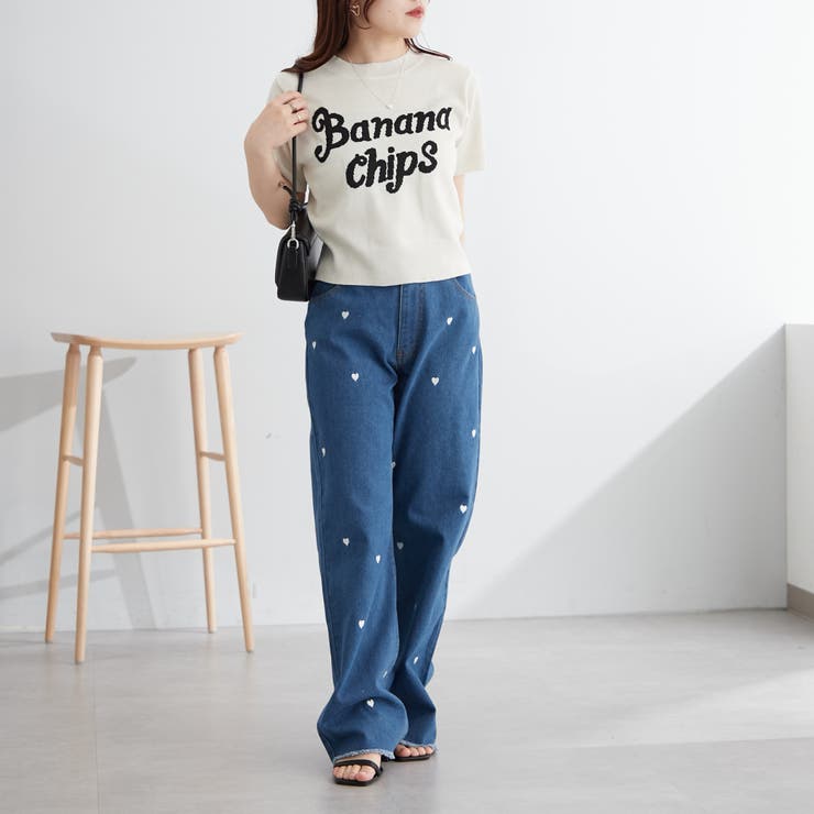 新色追加！ハート刺繍デニム[品番：NCLW0012690]｜NICE CLAUP / OLIVE