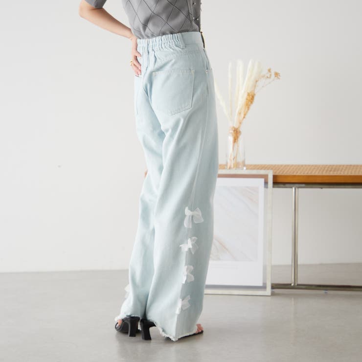 脇リボンデニムパンツ[品番：NCLW0012946]｜NICE CLAUP / OLIVE