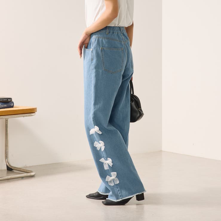 脇リボンデニムパンツ[品番：NCLW0012946]｜NICE CLAUP / OLIVE des