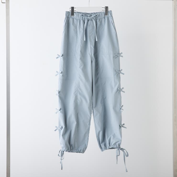 サックス | 脇リボンカーゴパンツ | NICE CLAUP / OLIVE des OLIVE　OUTLET