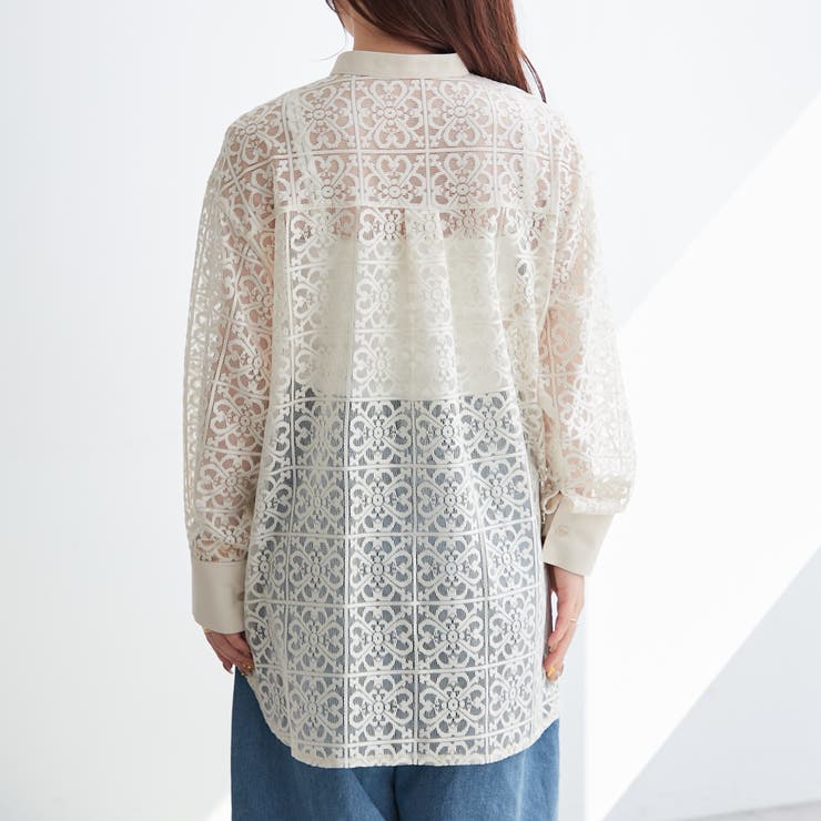 スタンドカラーレースシャツ[品番：NCLW0012327]｜NICE CLAUP / OLIVE