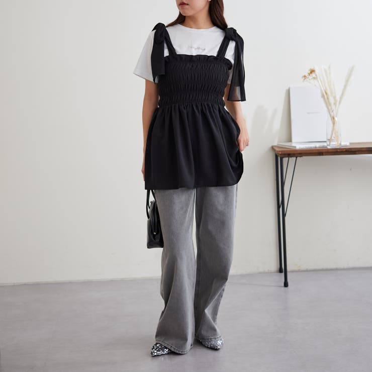 肩リボンチュニック[品番：NCLW0012922]｜NICE CLAUP / OLIVE