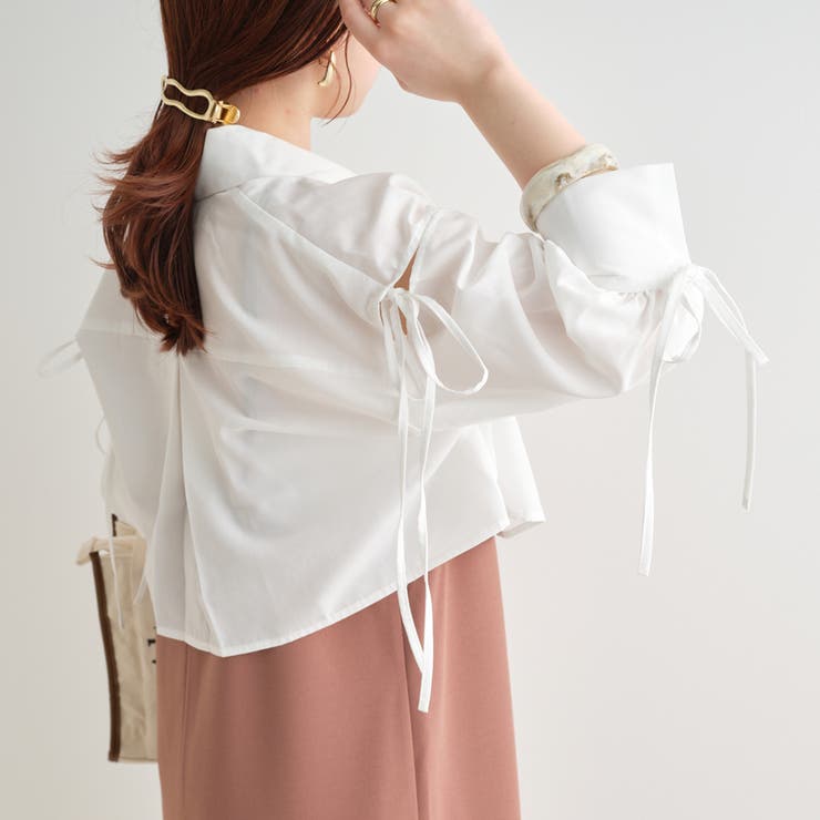 美品　クリーニング済　セオリー　シルク100%ブラウス　袖リボン　ストライプ 大人気アイテム！袖リボンシャツ[品番：NCLW0012402]｜NICE CLAUP