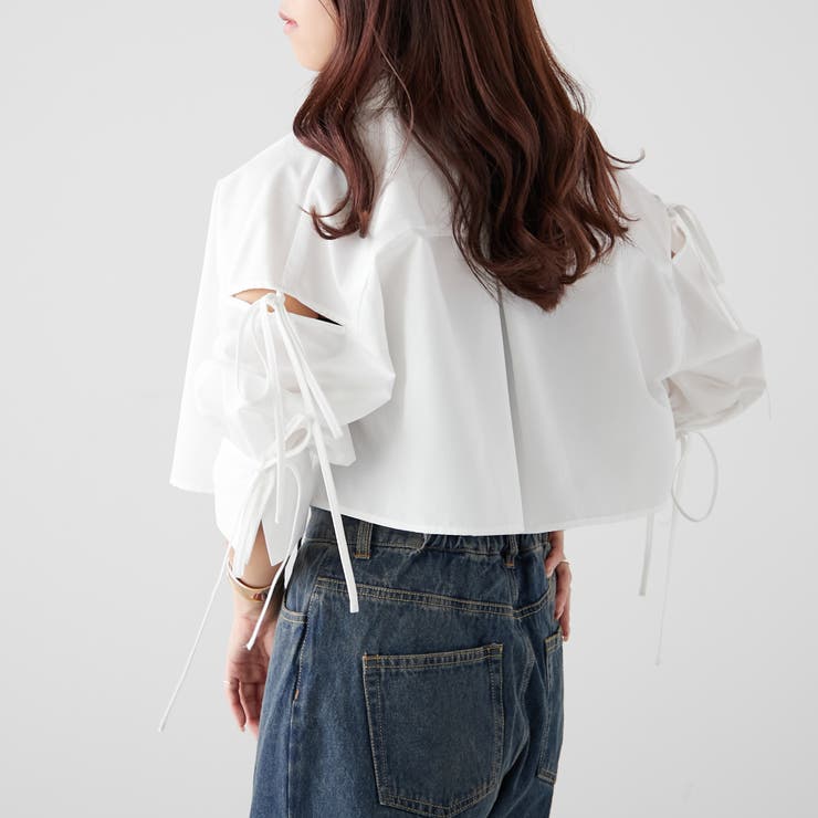 大人気アイテム！袖リボンシャツ[品番：NCLW0012402]｜NICE CLAUP