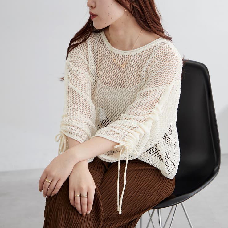 新色追加、袖ドロストメッシュプルオーバー | NICE CLAUP / OLIVE des OLIVE　OUTLET | 詳細画像2 