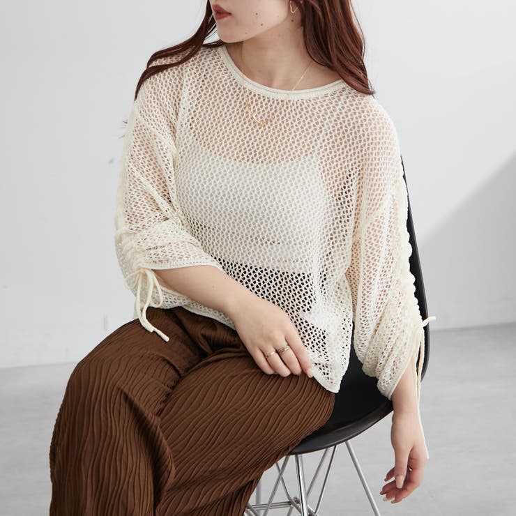 新色追加、袖ドロストメッシュプルオーバー | NICE CLAUP / OLIVE des OLIVE　OUTLET | 詳細画像3 