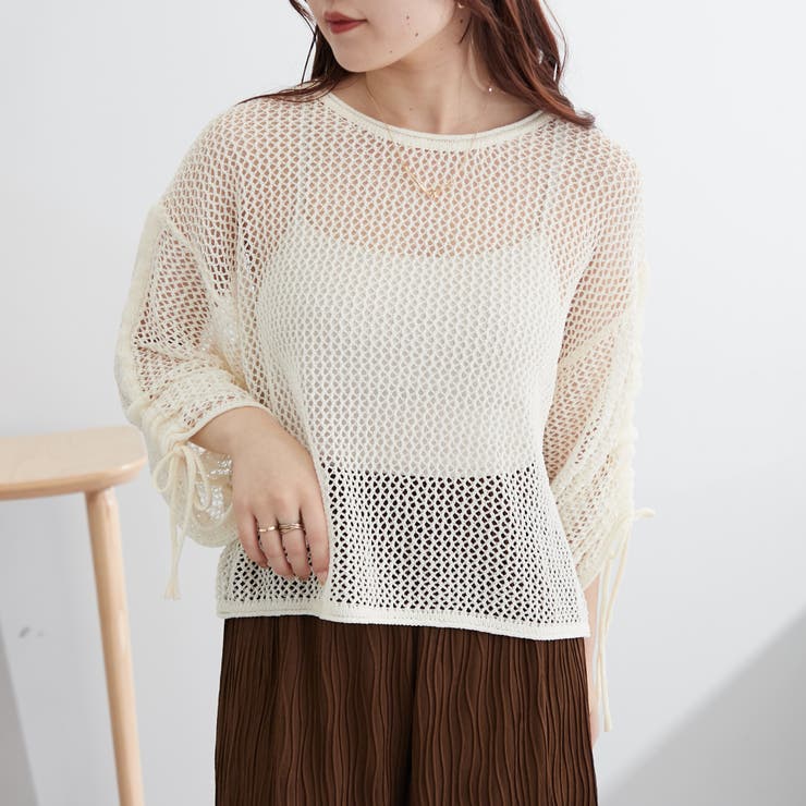 新色追加、袖ドロストメッシュプルオーバー | NICE CLAUP / OLIVE des OLIVE　OUTLET | 詳細画像5 