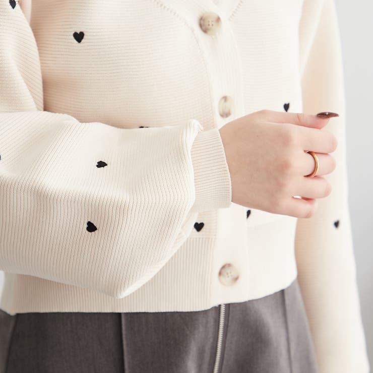 ハート刺繍カーディガン[品番：NCLW0012236]｜NICE CLAUP / OLIVE des