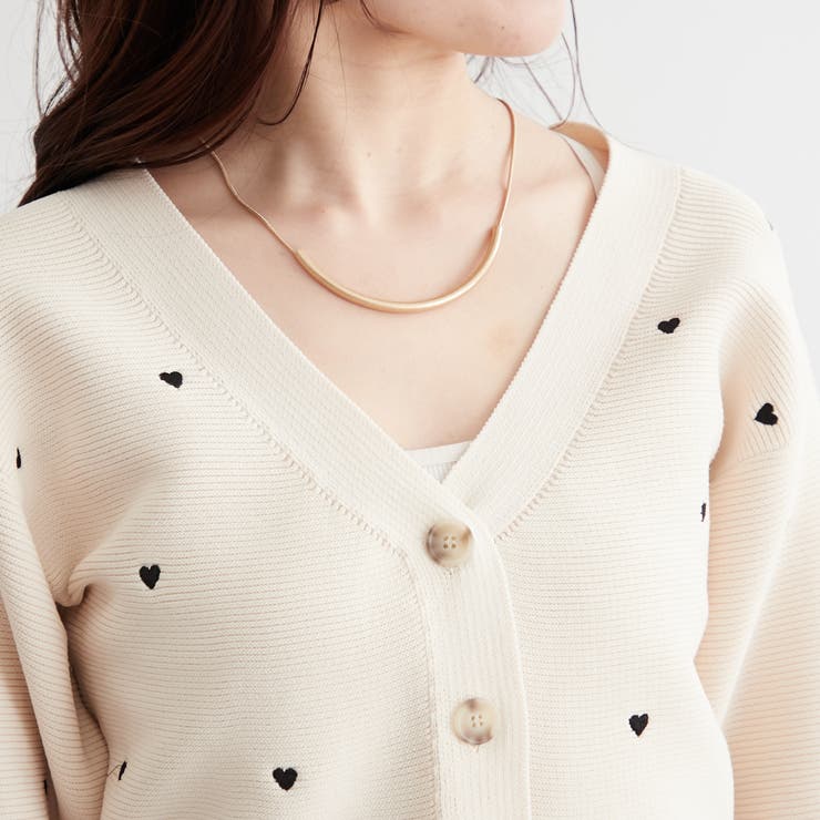 ハート刺繍カーディガン[品番：NCLW0012236]｜NICE CLAUP / OLIVE des