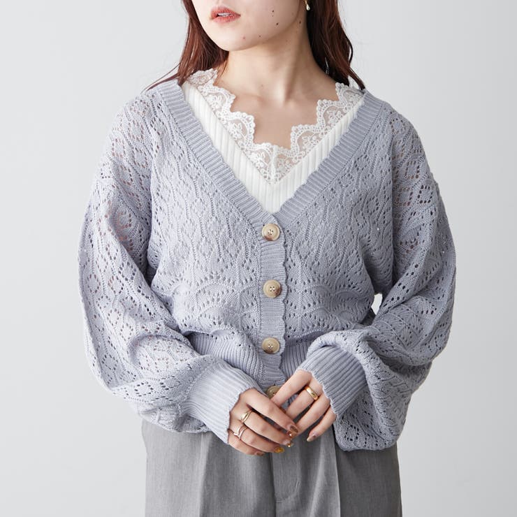 透かし編みカーディガン[品番：NCLW0012486]｜NICE CLAUP / OLIVE des