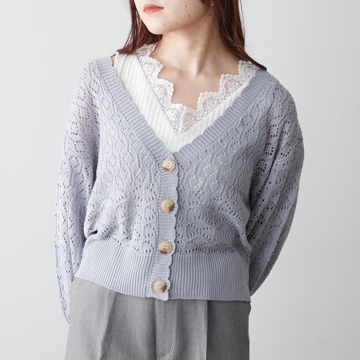 透かし編みカーディガン[品番：NCLW0012486]｜NICE CLAUP / OLIVE des