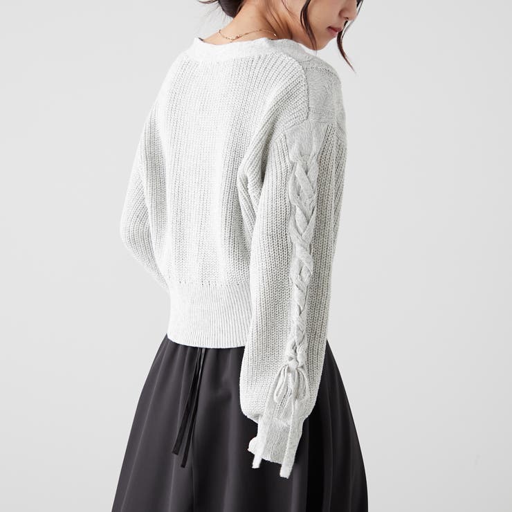 袖リボンMIXカーディガン[品番：NCLW0012403]｜NICE CLAUP / OLIVE des