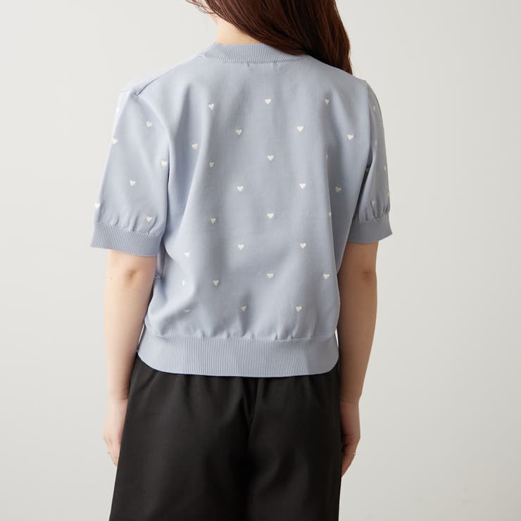 新色追加！ハート刺繍半袖ニット[品番：NCLW0012750]｜NICE
