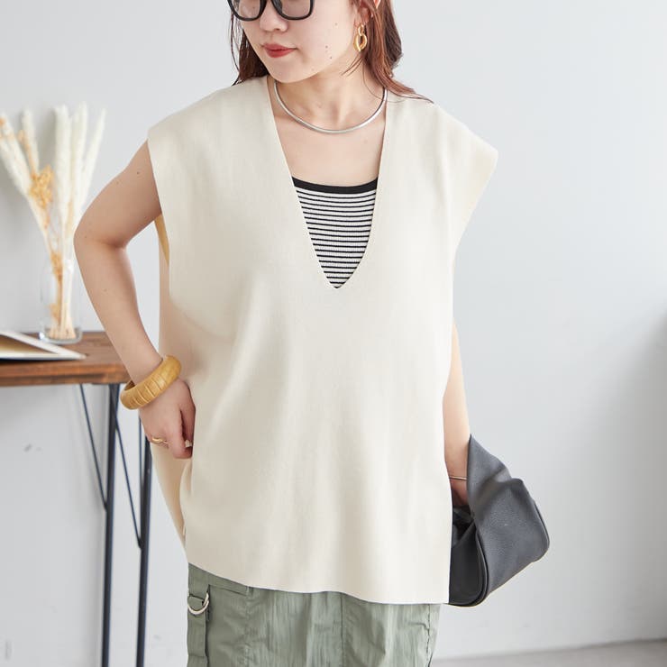 Vネックベスト[品番：NCLW0013084]｜NICE CLAUP / OLIVE des OLIVE