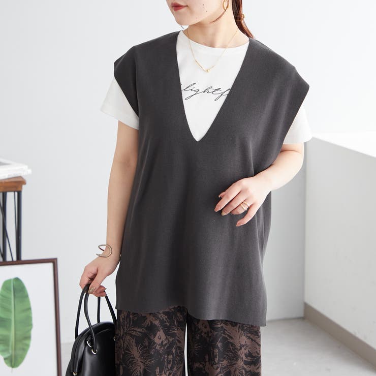 Vネックベスト[品番：NCLW0013084]｜NICE CLAUP / OLIVE des OLIVE