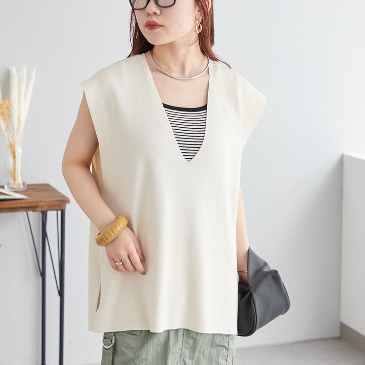 Vネックベスト[品番：NCLW0013084]｜NICE CLAUP / OLIVE des OLIVE
