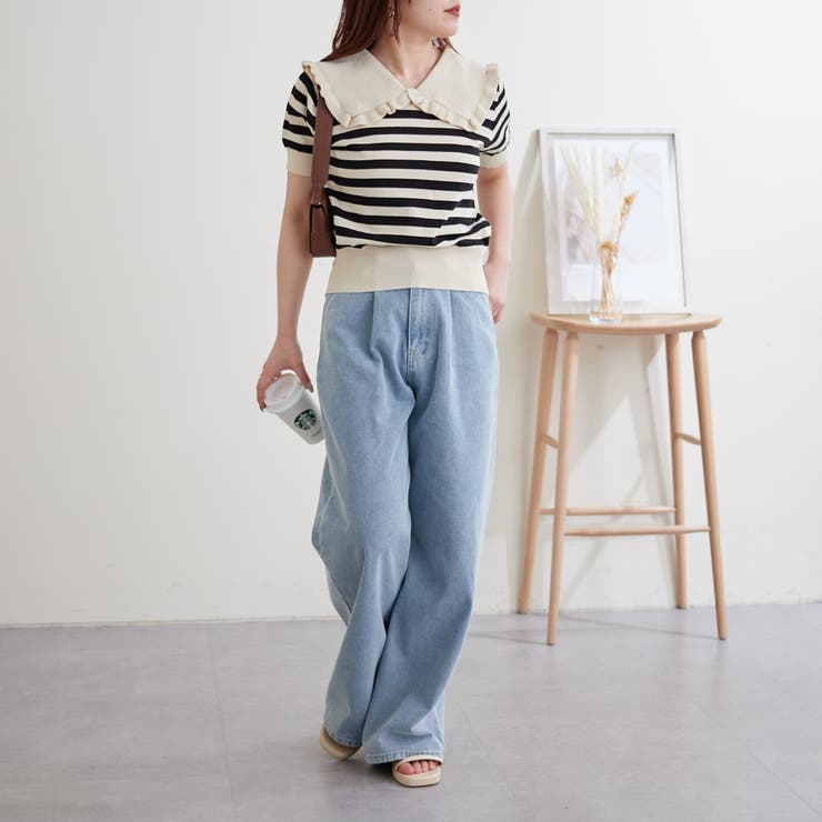 衿フリルボーダーニット | NICE CLAUP / OLIVE des OLIVE　OUTLET | 詳細画像8 