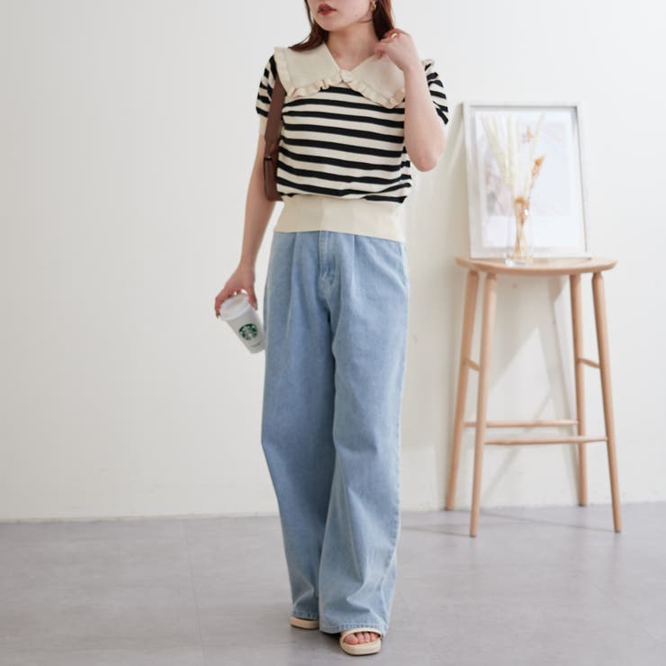 衿フリルボーダーニット | NICE CLAUP / OLIVE des OLIVE　OUTLET | 詳細画像9 