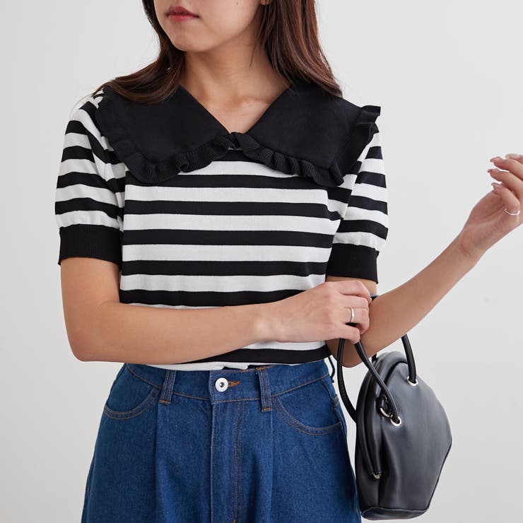 衿フリルボーダーニット | NICE CLAUP / OLIVE des OLIVE　OUTLET | 詳細画像10 