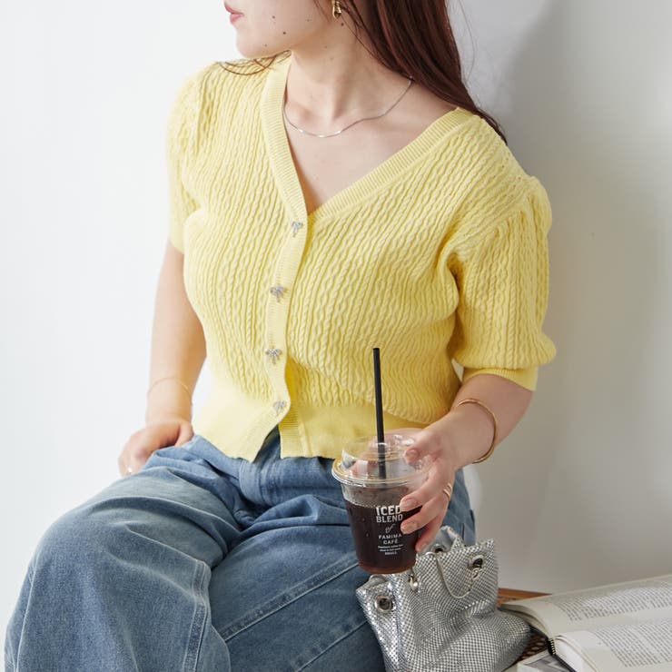 ビジューリボンカーディガン | NICE CLAUP / OLIVE des OLIVE　OUTLET | 詳細画像2 