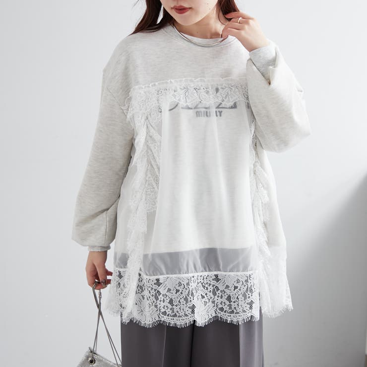 チュールレース重ね着スウェット[品番：NCLW0012161]｜NICE CLAUP