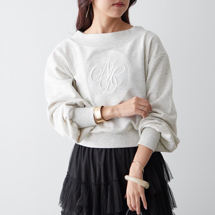 オフショルロゴ刺繍プルオーバー[品番：NCLW0012488]｜NICE CLAUP