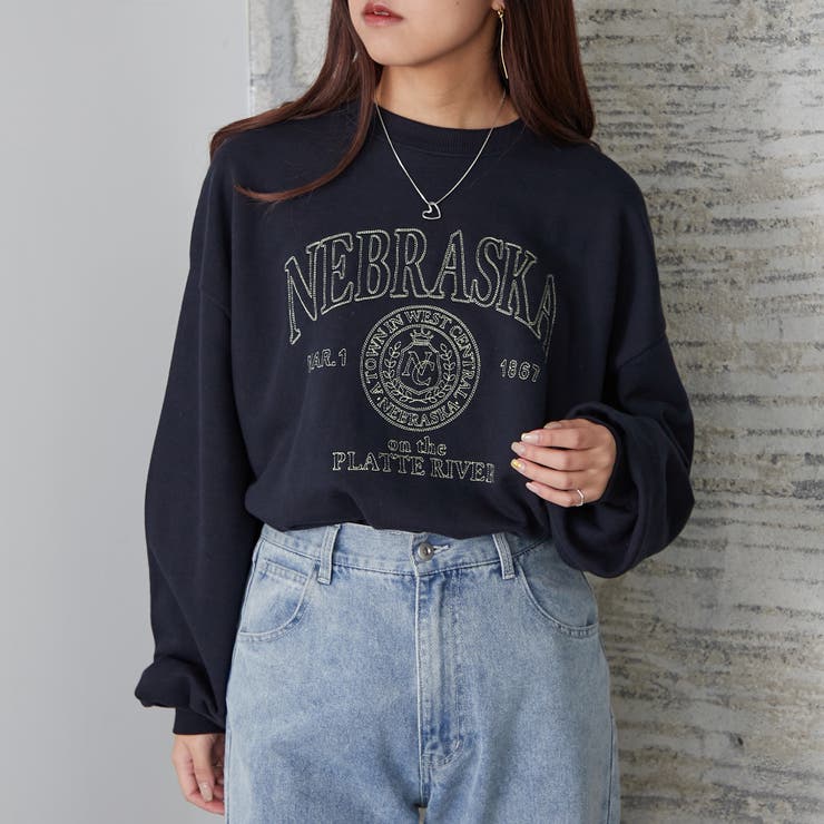 白抜き刺繍スウェット[品番：NCLW0012489]｜NICE CLAUP OUTLET（ナイ