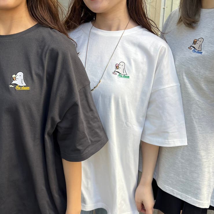 アイスクリームオバケ刺繍T[品番：NCLW0012930]｜NICE CLAUP