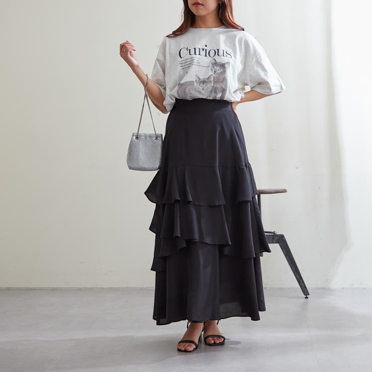2匹のネコプリントTシャツ[品番：NCLW0013276]｜NICE CLAUP