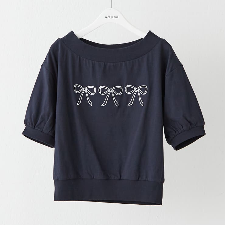 リボン刺繍 Tシャツ【デイリープチプラ韓国ファッション通販
