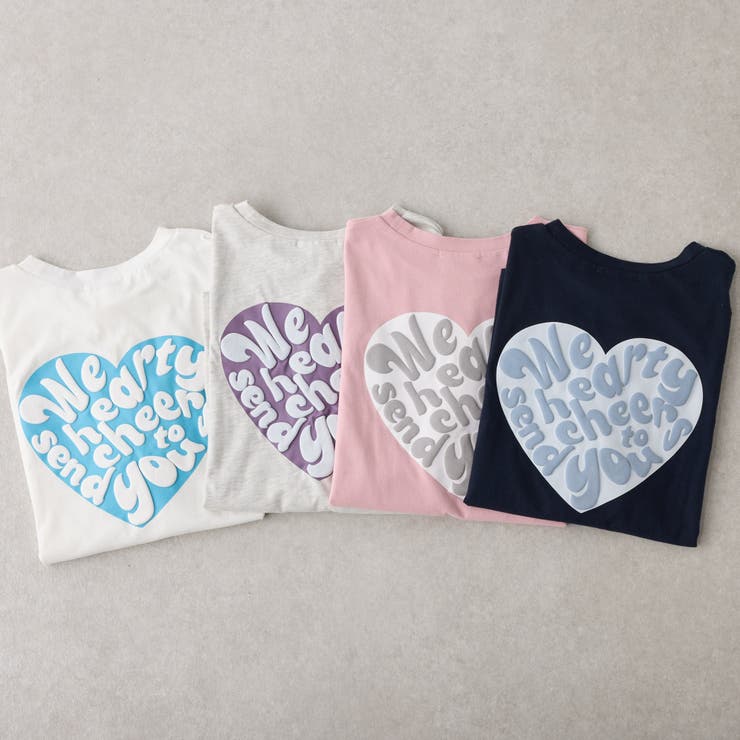 ハート発砲プリントオ－ガニックTシャツ[品番：NCLW0013279]｜NICE