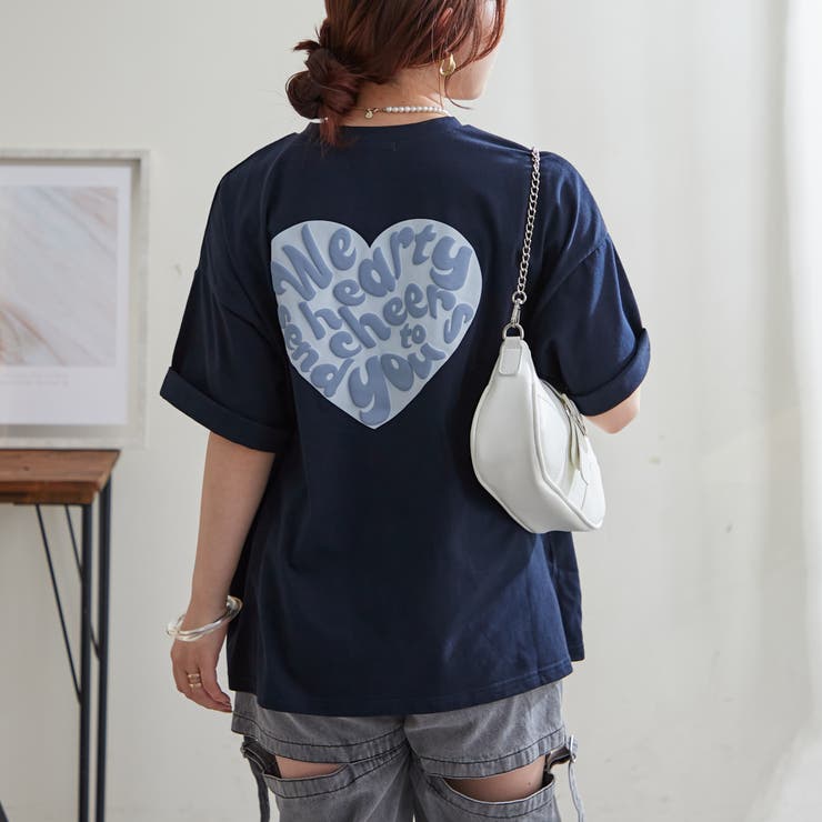 ハート発砲プリントオ－ガニックTシャツ[品番：NCLW0013279]｜NICE