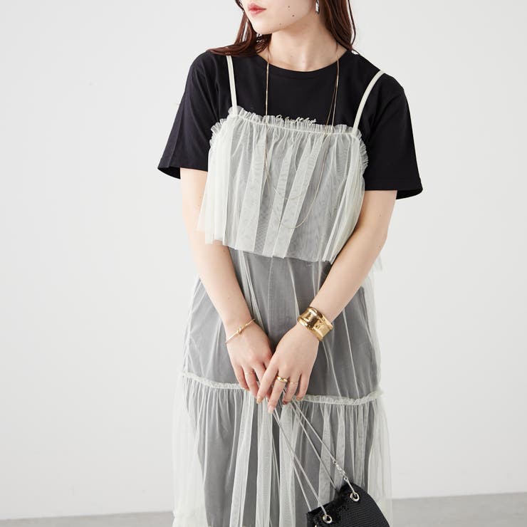 チュールキャミジャンスカ[品番：NCLW0012527]｜NICE CLAUP / OLIVE