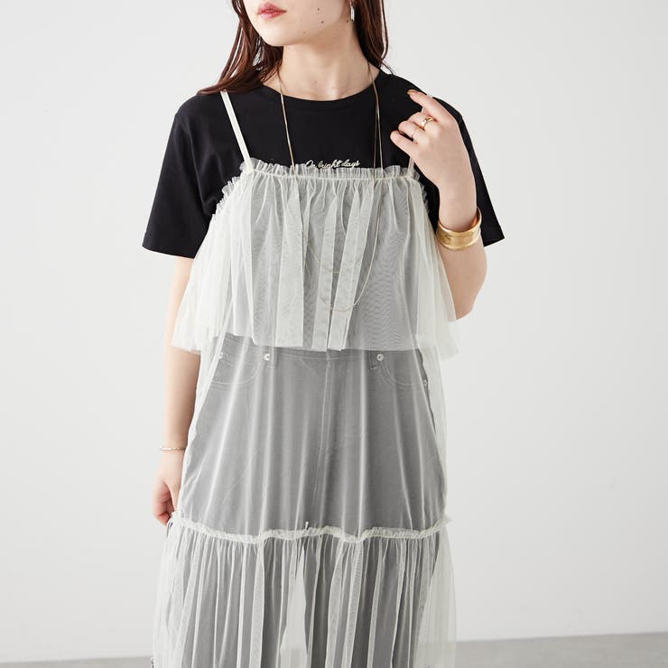 チュールキャミジャンスカ[品番：NCLW0012527]｜NICE CLAUP / OLIVE