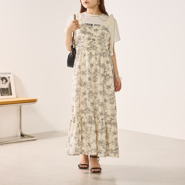 花柄シャーリングキャミワンピース[品番：NCLW0013273]｜NICE CLAUP