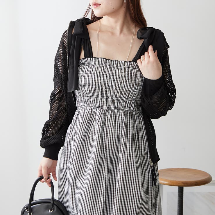 シャーリング肩リボンキャミジャンスカ[品番：NCLW0013257]｜NICE