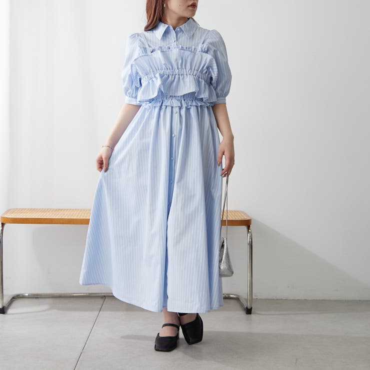 新品 ジャスグリッティー シャーリング シャツ ワンピース 茶 シャーリングシャツワンピース（ワンピース）｜JUSGLITTY