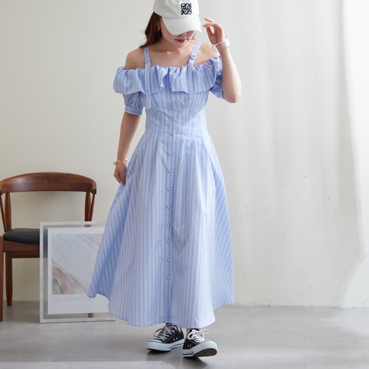オフショルワンピース[品番：NCLW0013449]｜NICE CLAUP / OLIVE