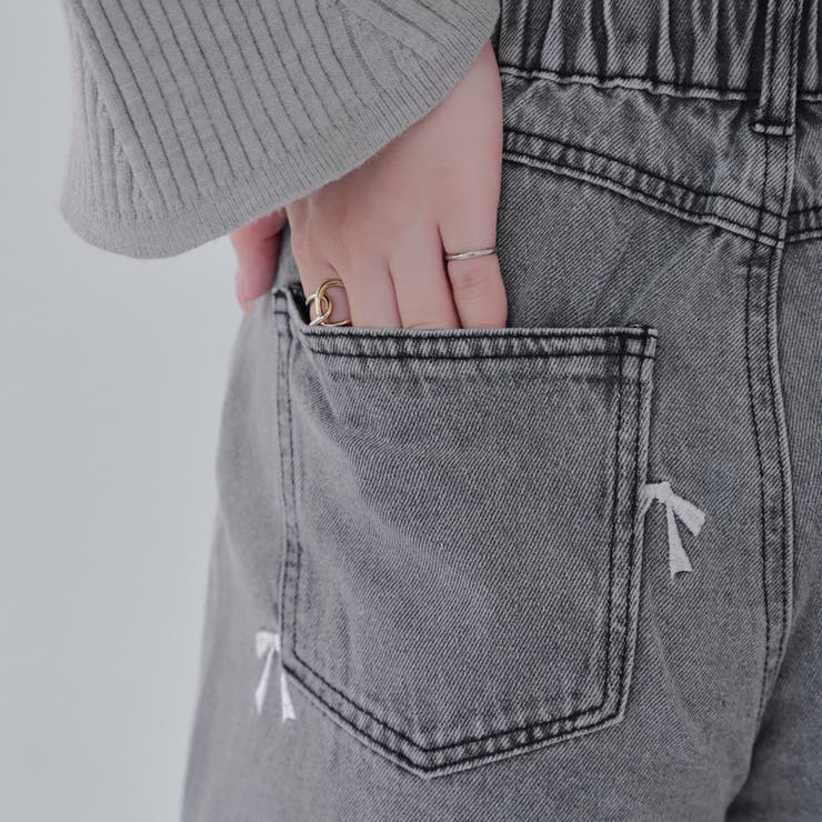 リボン刺繍デニムパンツ[品番：OLOW0014206]｜RMAF NICE CLAUP